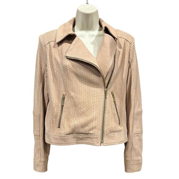 Emelda Jackets & Blazers - Emelda Luxury Edition Blush Pink Snakeskin Leather Jacket Size 40/4